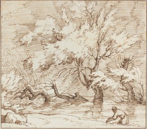 Puut heijastuivat purossa tekijältä Claude Joseph Vernet