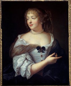 Kirjeen naisen muotokuva Marie de Rabutin Chantal (Rabutin-Chantal), Marquise de Sevigne (1626-1696) Claude Lefebvren (1632-1675) maalaus 1600-luvun Pariisi, Musee Carnavalet