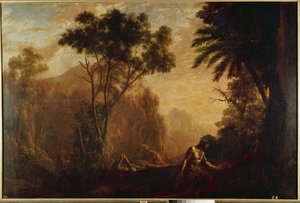 Maisema Pyhän Onufriuksen kanssa (öljy kankaalle, n. 1638) tekijältä Claude Lorrain