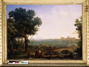 ""Taistelukohtaus sillalla"" (Taistelu sillalla (taistelu keisarit Maxentiuksen ja Konstantinuksen välillä)) Maxentiuksen (Marcus Aurelius Valerius Maxentius) ja Konstantinus I:n välinen taistelu Milvian-sillalla 28.10.312 lähellä Roomaa. Maalaus Claude G.