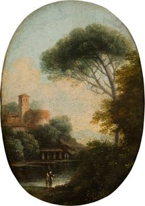 Metsäinen järvimaisema, n. 1620-1682 (öljy ja kangas paneelissa)