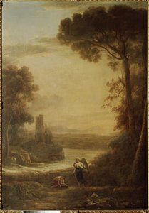 Maisema Tobie (Tobit) ja arkkienkeli Rafaelin kanssa (1639, öljy kankaalle) tekijältä Claude Lorrain