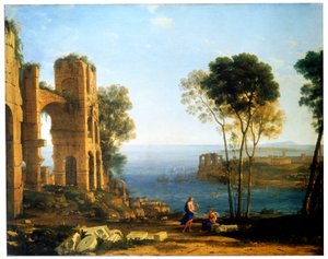 Rannikkonäkymä Apollon ja Kuumien Sibylin kanssa vuosina 1645–1649. tekijältä Claude Lorrain