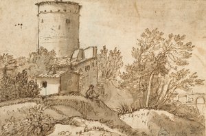 Maatilarakennukset Tiberin rannalla, 1663 tekijältä Claude Lorrain