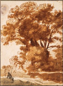 Puiden ryhmä ja lepäävä paimen, 1630-luku tekijältä Claude Lorrain