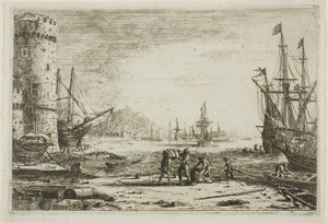 Satama, jossa on suuri torni tekijältä Claude Lorrain