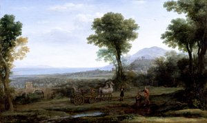 "Maisema, jossa Pyhä Filippus kastaa eunukkia", 1678 tekijältä Claude Lorrain