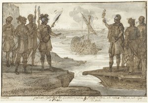 Aeneasin tapaaminen Euanderin (Evanderin) pojan Pallaksen kanssa tekijältä Claude Lorrain