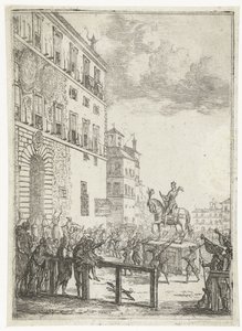 Pyhän Rooman valtakunnan keisarin ratsastuspatsas Le Statue equestre du roi des romains Ilotulitus ja juhlat Pyhän Rooman valtakunnan vastavalitun keisarin kunniaksi (sarjan nimi) tekijältä Claude Lorrain