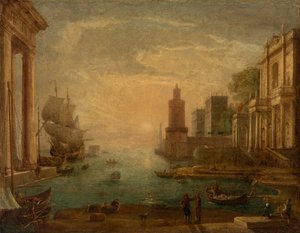 Merisatama Ulyssesin kanssa palauttamassa Chryseisin isälleen Chrysesille tekijältä Claude Lorrain