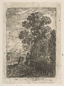 Paimen ja paimentar, n. 1630. tekijältä Claude Lorrain