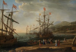 Troijalaiset naiset sytyttävät laivastonsa tuleen, n. 1643. tekijältä Claude Lorrain