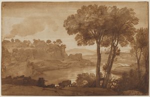 Näkymä Acqua Acetosalle (recto) tekijältä Claude Lorrain