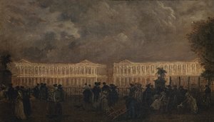 Place Louis-XV:n aukion valaistus Dauphinin syntymän yhteydessä, lokakuu 1781, noin 1781 (öljy kankaalle) tekijältä Claude Louis Chatelet