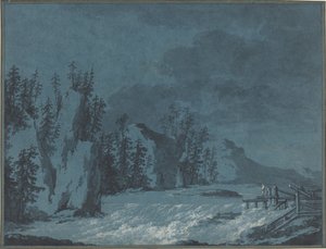 River Rapids Wooded Cliffsin varrella tekijältä Claude Louis Chatelet