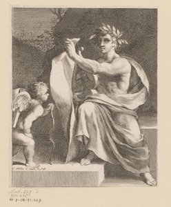 Apollo rakastaa Otsikko voor: François Tristan erakko Sieur du Soliers, Tristanin rakkaudet, 1638 tekijältä Claude Mellan