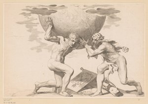 Atlas antaa taivaanpallon Herculesille tekijältä Claude Mellan