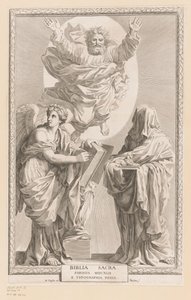 Jumala historian ja profetian persoonallisuudella Nimisivu: Biblia Sacra, 1642 tekijältä Claude Mellan