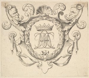 Monogrammi kruunattu. tekijältä Claude Mellan