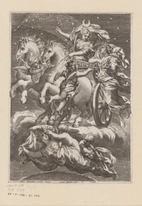 Kuun personifikaatio vaunuissaan Nimisivu: Giovanni Battista Ferrari, De Florum cultura libri IV, 1633