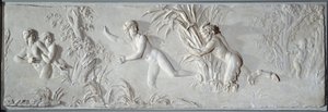 Pan jahtaamassa Syrinxiä Claude Michel dit Clodionin (1738-1814) Amour Basin reliefin katseessa. Noin 1782 Pariisi, Louvre-museo