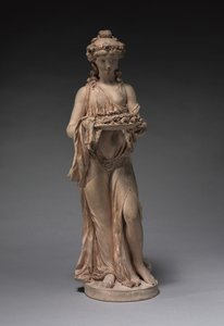 Nuori tyttö kantamassa ruususeppelettä vadilla, 1770-luvun alku