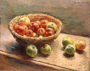 Kulho omenoita; Omenakori, 1880 tekijältä Claude Monet