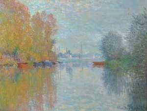 Syksy Seinen varrella, Argenteuil 1873 (Öljy kankaalle) tekijältä Claude Monet