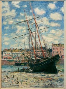 Bateau échoué à Fecamp (Auf Kiel gelegtes Schiff in Fecamp) tekijältä Claude Monet