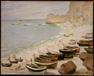 Veneitä rannalla Etretatissa, 1883 tekijältä Claude Monet