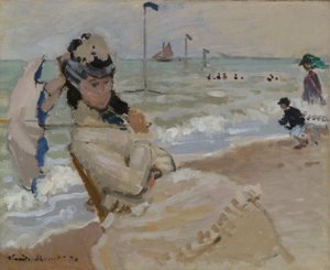 Camille rannalla Trouvillessa tekijältä Claude Monet