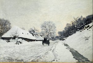 Kärry, tie lumen alla Honfleurissa (öljy kankaalle tekijältä Claude Monet
