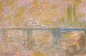 Charing-Cross Bridge Lontoossa, n. 1902 (öljy kankaalle) tekijältä Claude Monet