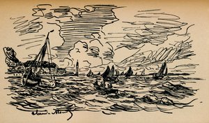 Seinen suu Honfleurissa, n. 1865 tekijältä Claude Monet
