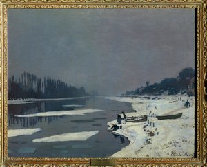 Jääkuutioita Seine-joella Bougivalissa, Yvelines Claude Monet