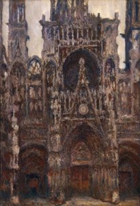 La Cathédrale de Rouen, le portail vue de face, harmonie brune tekijältä Claude Monet