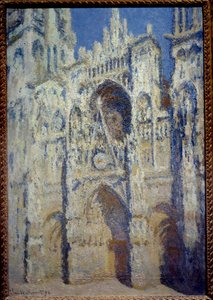 La Cathedrale de Rouen, portaali ja torni Saint Romain, plein soleil harmony bleu et gold Claude Monet