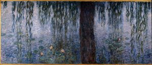 Les Nympheas; aamulla kirkasta pajuja (vasen osa triptyykkiöljyä puulle 200 x 425 cm), sd. 1914-1926. kirjoittanut Claude Monet (1840-1926). Musee de l