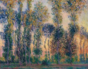 Poppelit Givernyssä (Ranska), auringonnousu. Claude Monet