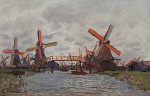 Myllyt Westzijderveldissä lähellä Zaandamia tekijältä Claude Monet
