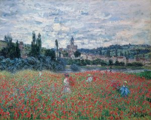 Unikkopellot Vétheuilin lähellä, noin 1879 (öljy kankaalle). tekijältä Claude Monet