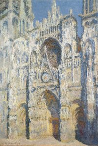 Rouenin katedraali, portaali ja torni Saint Romain, täysi aurinkoefekti, sininen harmonia ja kulta - öljy kankaalle tekijältä Claude Monet