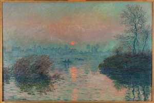 Auringonlasku Seine-joen yllä Lavacourtissa, talvinen tunnelma tekijältä Claude Monet