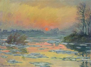 Auringonlasku Seinen yli (Coucher de Soleil sur la Seine). 1880 tekijältä Claude Monet