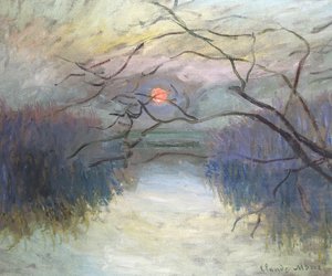 Auringonlasku Seinen rannalla Vétheuilissa, 1880 tekijältä Claude Monet