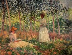 Suzanne lukee ja Blanchen maalaus tekijältä Claude Monet
