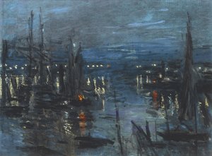 Le Havren satama, Night Effect; Havren satama, Night Effect, 1873 tekijältä Claude Monet