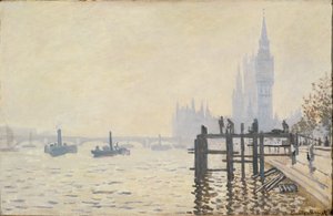 Thames Westminsterin alapuolella ... (öljy kankaalle) tekijältä Claude Monet