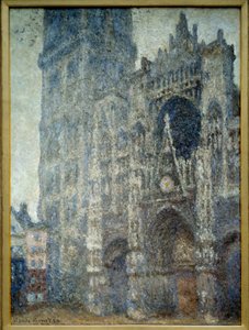 Cathedrale de Rouenin portaali; harmaa sää. Claude Monet