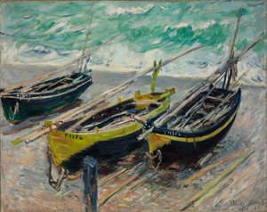 Kolme kalastusvenettä tekijältä Claude Monet